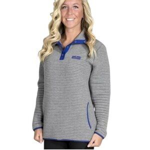 Simply Southern Gray And Blue Ribbed Quarter Snap Pullover‎ Top Size S